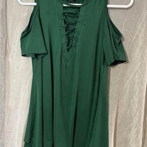 Green Cold Shoulder Top